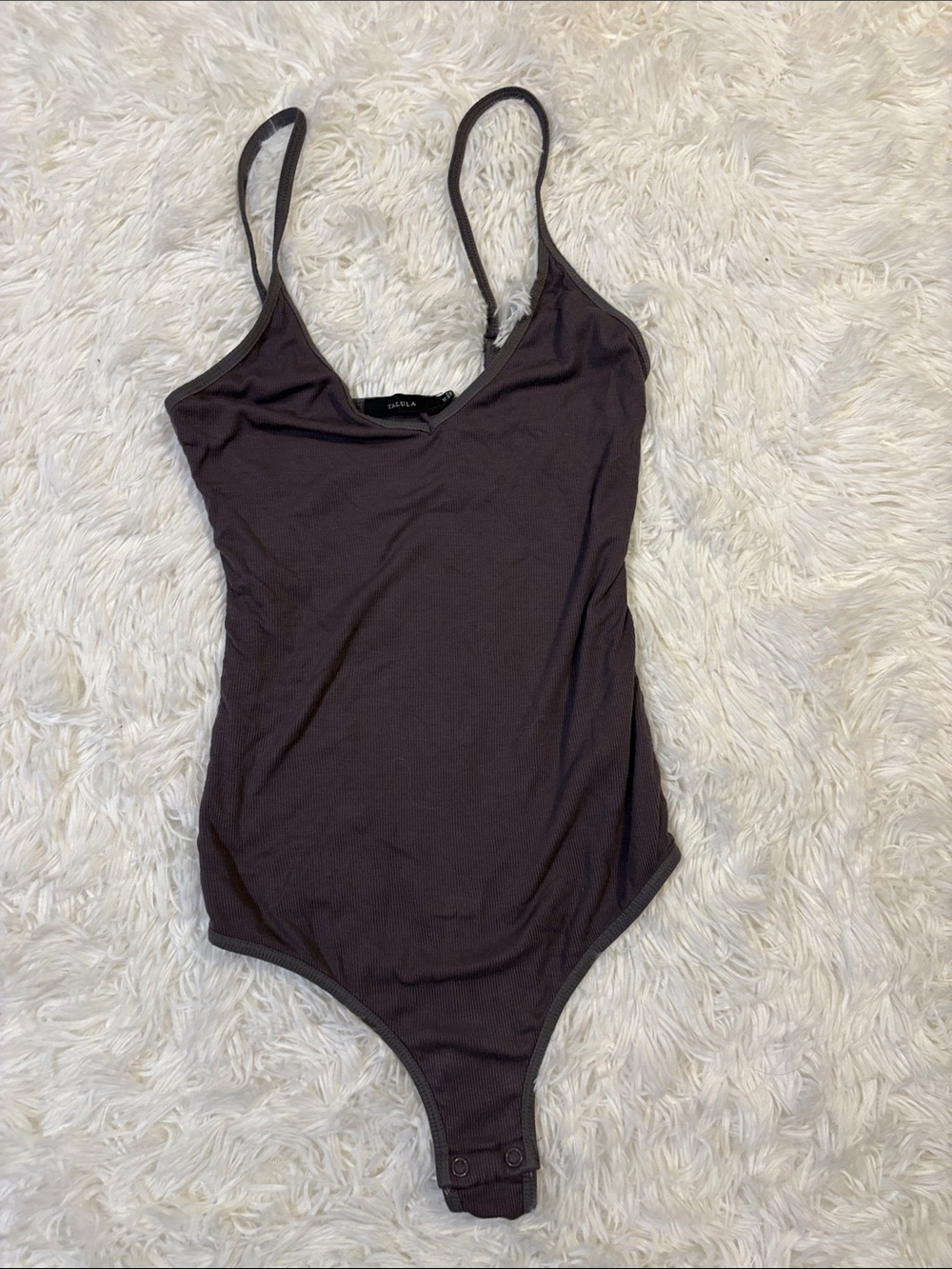 Talula Mauve Ribbed Spaghetti Strap Bodysuit